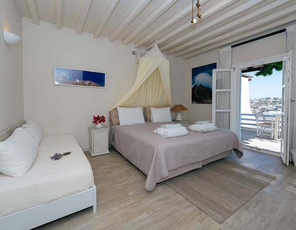 Spacious superior room with double bed and sofa-bed